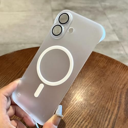 FTTFFLL iPhone 16 Pro Max�p �t���[�����X�P�[�X �M���� �{�[�_�[���X �X���� �}�b�g�P�[�X iPhone 11 12 13 14 15 Pro Max 16 Plus�p (iPhone 13/White CiXi)