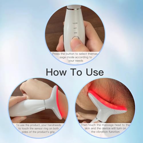 Face Massager -7 Color Red-Light-Therapy for Face and Neck for Wrinkles, Double Chin, Vibrating Facial Massager with Thermals - Image 5