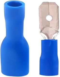 SAEVVCJWW 50 Uds (25Sst) Conector Hembra de PVC de 6,3mm Conector de cableado eléctrico terminales de engarzado aislados Espadas Azul Amarillo Rojo FDFD MDD (Color : Blue, Size : 50PCS(25Set))