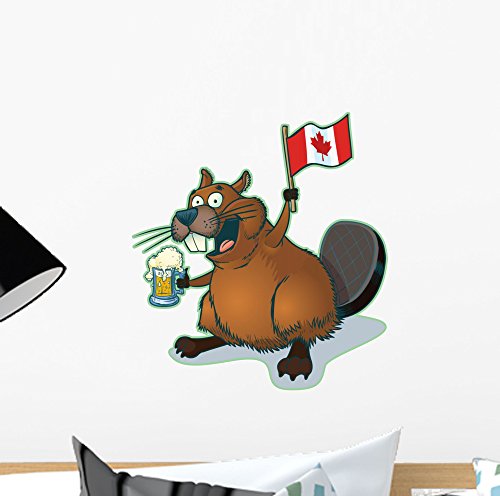 Wallmonkeys Cartoon Beaver With Beer Wall Mural Peel And Stick Graphic (12 In H X 11 In W) Wm207964 #TOP14