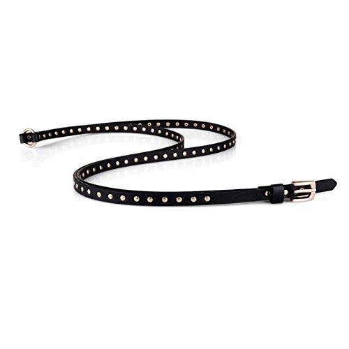 Women's Fashion Black Double Punk Thin Studded Genuine Leather Jean Belt, Genuine Leather belts, for Workwear4