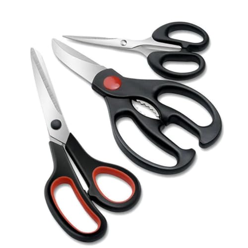 LDQ Kitchen Scissors Set of 3 Heavy Duty Stainless Steel Multipurpose Kitchen Shears for Cutting Chicken Bones Meat Fish Vegetables Herbs & Nuts