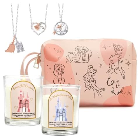 CHARMED AROMA Disney® Princess Candles + Makeup Bag Set - Disney Princess Jewelry Collection | Gift for Women, Mom, Girlfriend Cover