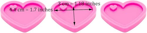 Miniatura 5 de AMZTOART 3 moldes de silicona de resina de corazón mini súper brillante, molde de llavero para manualidades, resina epoxi, molde de dijes de arte