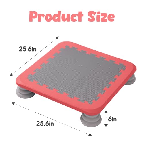 Mini Trampoline for Kids, Indoor Rebounder Non-Slip Base, Sensory Trampoline for Autism Kids, Bounce Board for Sensory Integration Training, Outdoor Recreation, Max Load 220 lbs, red by HAPPYMATY - Image 7