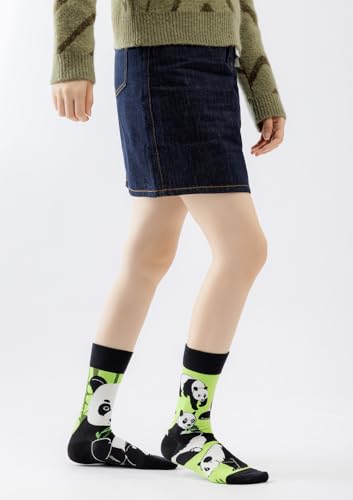 Image of 2 Pairs Cartoon Animal Crew Socks Fun Cotton Mid Calf Socks for Women