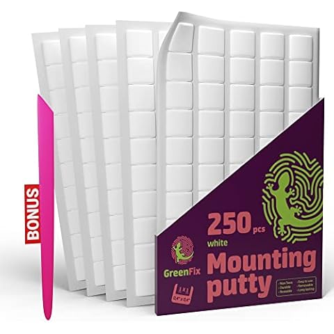 Greenfix Mounting Putty 250PCs - Poster Putty for Walls Removable Non Marking - White Sticky Tack for Wall Hanging - Reusable Adhesive Putty Picture Hangers - Ticky Tack for Classroom Home Office Cover