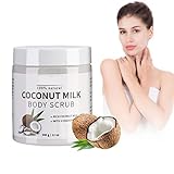 La leche de coco y la sal marina de baño corporal trabajan juntos para exfoliar e hidratar sin la necesidad de productos químicos agresivos o aditivos sintéticos