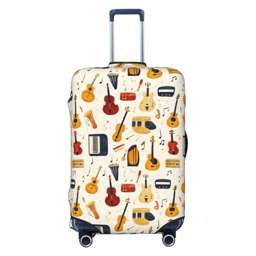 Luggage Cover - Retro Musical Instruments Print Travel Suitcase Covers For Luggage, High Elasticity Suit Case Cover Protector Fits 18-32 Inch