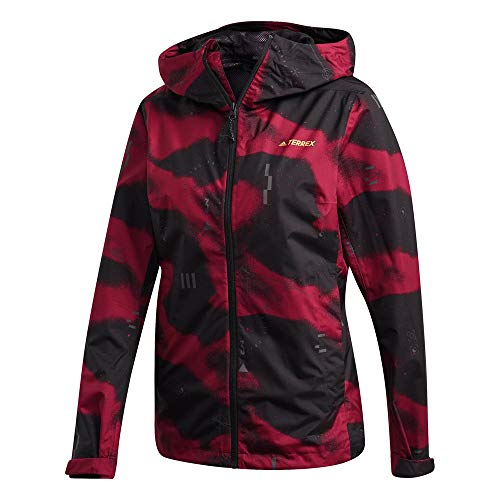 adidas Damen Camo Regenjacke, Schwarz, XS EU