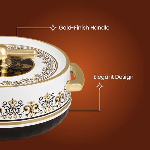Image of SELVEL Elegance Casserole | Advanced PU Insulation | Elegant Design Hot Pot | Hot Case Keeps Food Hot & Fresh for Hours | Serve Chapati, roti, Biryani and More (Royal Coral Black, Set Of 2 (1200 Ml & 700 Ml))