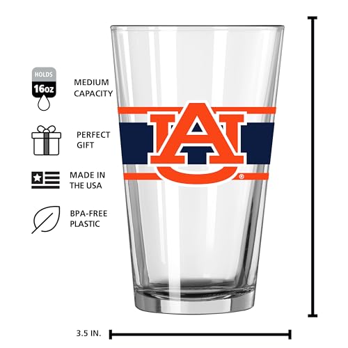 Image of Logo Brands NCAA 16 oz Pint Glass - Durable Glass With Bold Team Color- Chip-Resistant Rim Drinkware For Fans, Tailgates, Home Bars & Everyday Use