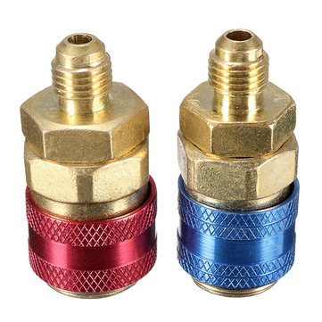 Generic 2Pcs Straight Column Refrigerant Joint Quick Coupler Connectors R134A Adapter