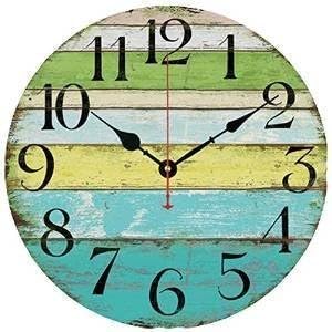 Kriston Nilson#1 Best 12" Vintage Design France Paris Rusted Metal Look French Country Tuscan Style Paris Wood Wall Clock (Blue 2)