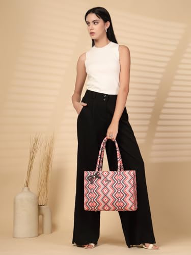 Image of ENSAC Women's Floral Print Tote Bag | Lightweight Handbag with Zipper Closure