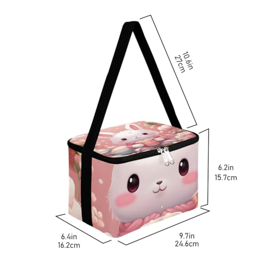 GzLeyigou Lunch Bags for Women Men 9 Cans,Lovely Rabbit Hot & Cold Food Delivery Bag Insulated Grocery Bag Insulated Lunch Box Rabbit Cooler Bag for Office Work Picnic Beach