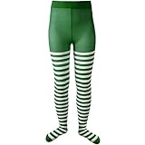 Medias opacas con rayas longitudinales en verde y blanco