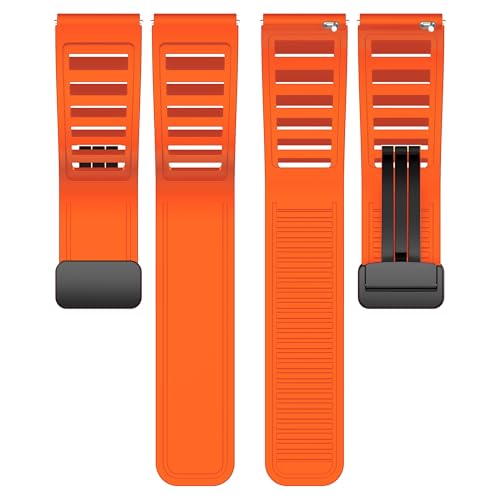 Image of ACM Watch Strap Silicone Belt Magnetic Clasp 22mm compatible with Universal 22mm Size Replacement Strap Smartwatch Band