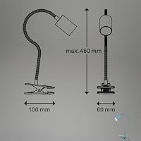 BRILONER - Schreibtischlampe mit Kabelschalter, Warmweiße Lichtfarbe, schwenkbar, Stecker, Leselampe, Klemmlampe, Klemmleuchte, Nachttischlampe, Leselicht Kinder, Bürolampe, 40cm hoch, Blau – Ansicht 6