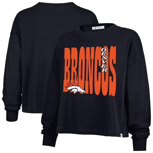 47 Women's Navy Denver Broncos Stacked Sydney Long Sleeve T-Shirt