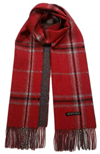 Peruvian Reversible Alpaca Scarf - 100% Authentic Baby Alpaca Wool for Men and Women (Red & Gray)