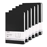 Comix 6 Pack Lined Journal Notebooks, 240 Pages, 5.5 x 8.3 inch, Black, A5 Medium Hardcover Notebook