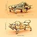 MHYGKTXRA 2pcs Bronze Rich Floral Design Creative Brass Zodiac Ox Statue - Decorative Figurine, Solid Brass Cow Ornament