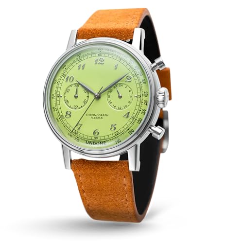 UNDONE Urban Watch - Reloj para hombre, colección vintage, deportivo y mística, reloj de pulsera de 40 mm, resistente al agua hasta 30 m, movimiento cronógrafo híbrido Flyback, con caja de acero