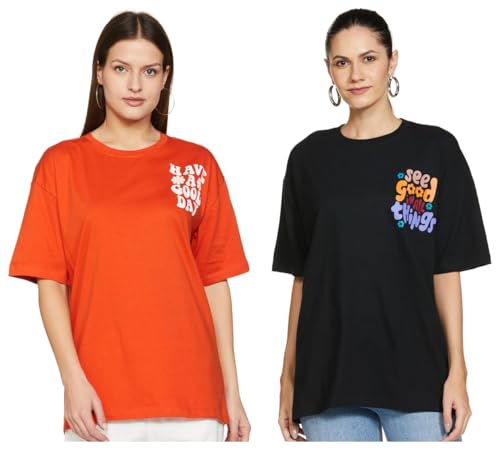Image of T2F Women's Cotton Regular T-Shirt Pack of 2