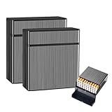 Zigarettenbox für 40 Zigaretten, 2 Stück Schwarz Zigarettenetui Metall, Zigarettenschachtel aus Zinklegierung, Zigaretten Box mit Deckel, Widerstehen Sie Stress, Zigarettenetuis für Herren Damen