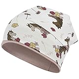 Smarilla Mädchen Mütze Übergangsmütze Beanie Pferde Katzen Punkte Frühling Herbst, Bekleidungsgröße: 54-56, Farbe: Creme-Puderrosa