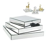 KCGANI Square Mirror Reflection Display Platform Riser Stand, Silver Mirror Purses Shoe Table Centerpiece Display Stand Shelf for Decorative Pieces, Glam Accent Dessert Jewelry Showpeice Display Rack