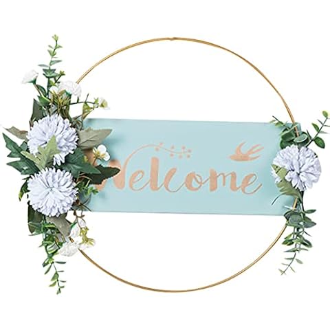 Splend Artificial Flowers Door Wreath, Spring Wreath, Metal Flower Wreath, for Easter Front Door Decorative Wreath Metal Frame Living Room Wall Decoration Cover