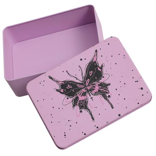 Ciieeo Caja Metálica de Almacenamiento de Hierro con Tapa Rosa Caja Pequeña para Galletas y Dulces Cajita Portátil para Organización en Hogar y Oficina Lata Decorativa Resistente