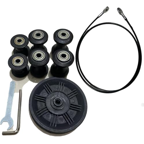 Auterflym Vertical Climber Replacement Pulley Kit, 6 Guide Wheels, Tension Wheel, Steel Cable, Step Gym Compatible