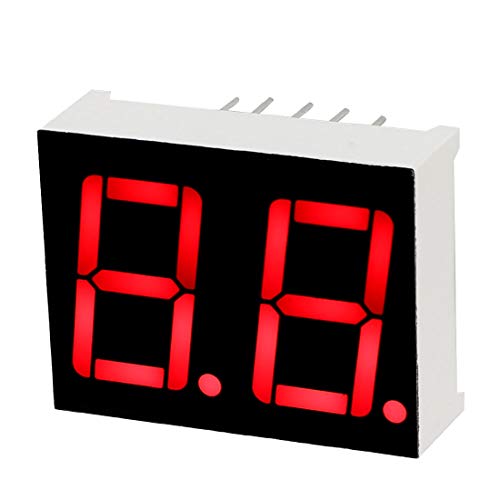 Uxcell Common Cathode 10 Pin 2 Bit 7 Segment Display 0.98 X 0.75 X 0.31 Inch 0.55" Red Led Display Digital Tube 5Pcs #TOP2