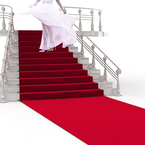 Dofopo Red Carpet Runner For Party, 3.3X50Ft Non-Slip Wedding Aisle Runner, 120Gsm Disposal Long Red Runway Carpet Hallway Carpet Roll For Awards Proms Movie Theme Event Decorations #TOP2