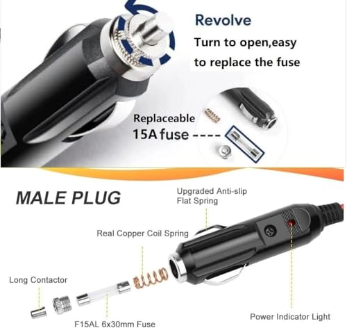 12V/24V Car Charger Compatible with ALLWEI 300W 500W Portable Power Station 280Wh Solar Generator 78000mAh CPAP Backup Battery Pack DC Adapter Power Supply Cord Charging Cable - Image 5