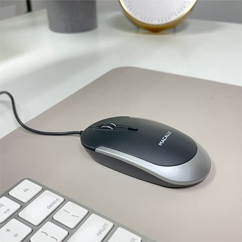 Macally Silent Wired Mouse - Slim & Compact Usb Mouse For Apple Mac Or Windows Pc Laptop/Desktop - Designed With Optical Sensor & Dpi Switch - Simple & Comfortable Wired Computer Mouse (Space Gray) #TOP6