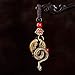ZGLUZP Brass Chinese Zodiac Snake Statue Keychain with 5 Feng Shui Coins, 2025 Zodiac Animal Charm Lucky Snake Key Ring Home Decor