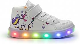 Tenis Infantil Meninas De Led Botinha Unicornio LIGHT