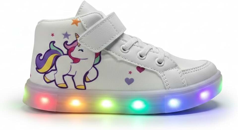 Tenis Infantil Meninas De Led Botinha Unicornio LIGHT