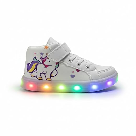 Tenis Infantil Meninas De Led Botinha Unicornio LIGHT