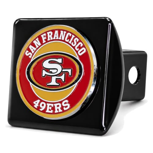 San Francisco 49ers Trailer Hitch Cover, Black Metal with 3D Team Logo