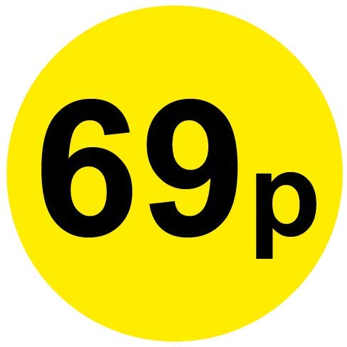 Permanent Adhesive - Black & Yellow 30mm Price Stickers/Labels from 10p to £5.25, 5000, 69p — image 1