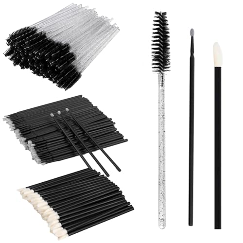 300 PCS Eyelash Extension Supplies Kit disposable micro cotton swabs with eyelash brush Lip brush Mascara Wand Applicator Eyelash Extension Kit Beauty Wand Kit (black)