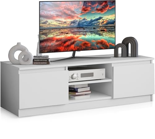 Beneli TV-Lowboard Weiß 120x40x36 cm | Minimalistischer TV-Schrank mit Stauraum | Fernsehschrank Hochglanz | Modernes TV-Möbel Beneli TV-Lowboard Weiß 120x40x36 cm | Minimalistischer TV-Schrank mit Stauraum | Fernsehschrank Hochglanz | Modernes TV-Möbel