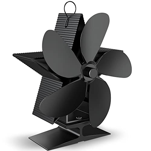 5 Flügel Ofenventilator VersionTech Wärmebetriebener Ventilator Umweltfreundliche leise Wärmezirkulation für Holz/Holzbrenner/Kamin 7 Zoll Cover