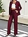 Casly Lamiit Womens 2 Piece Business Casual Outfits Dressy Blazer Jacket Wide Leg Work Pant Suit Sets Ladies Office Formal Clothing Wine Red M