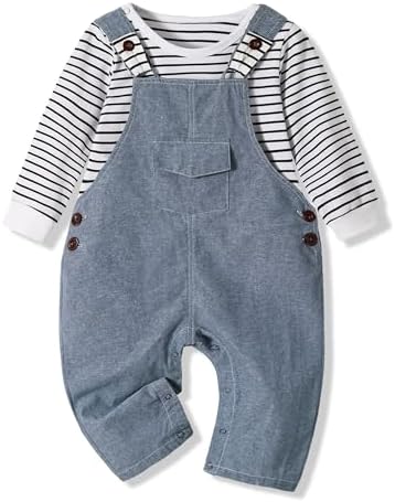 Volunboy Baby Boy Clothes Toddler Long Sleeve Romper Overalls 2Pcs Newborn Bodysuit Infant Dinosaur Suspender Pants Set